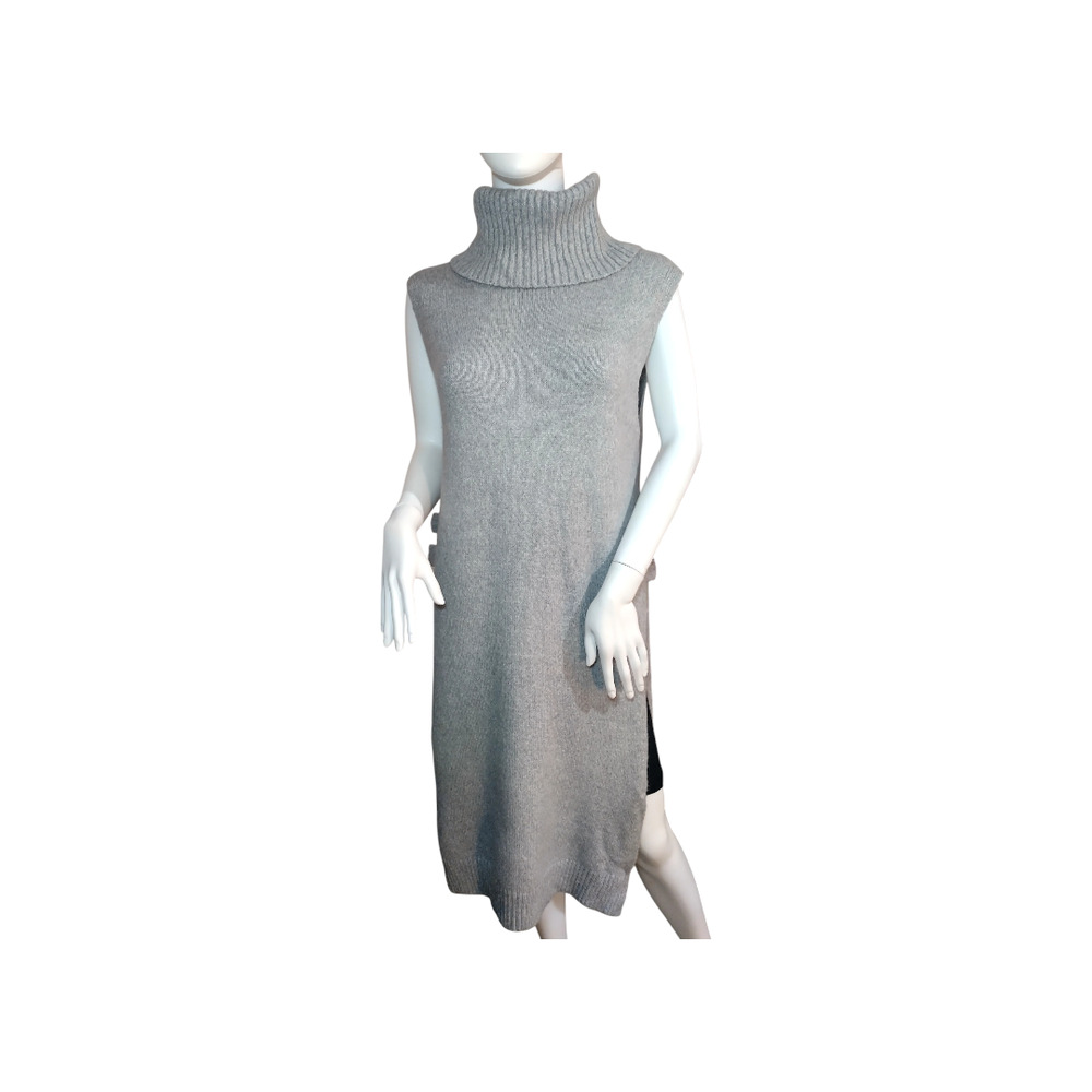 Fate Womens Sleeveless Turtleneck Cashmere Blend Sweater Dress Gray Large